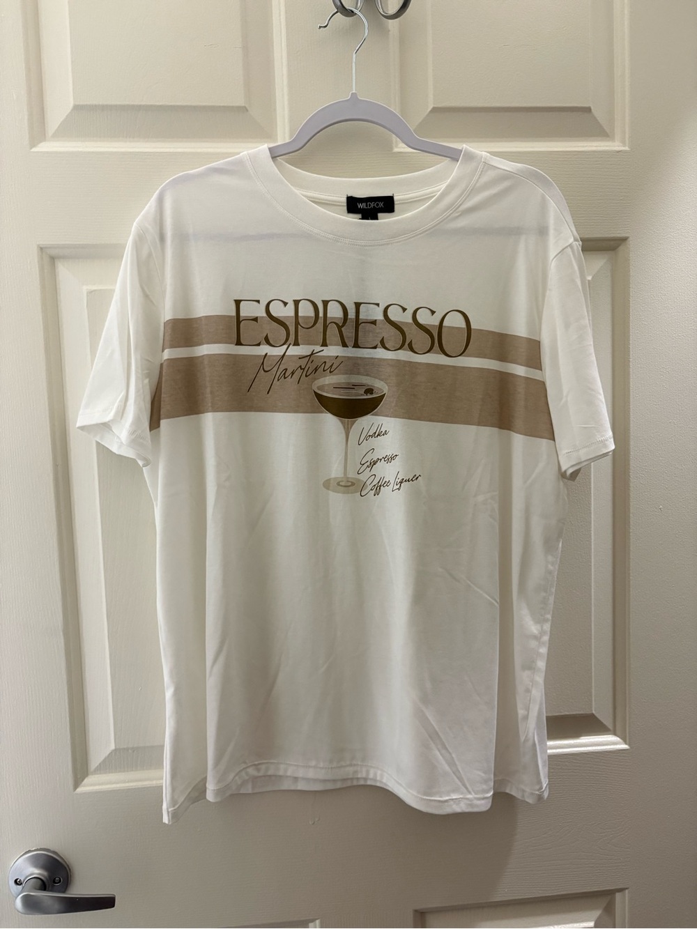 Wildfox White Tee with Tan Espresso Graphic